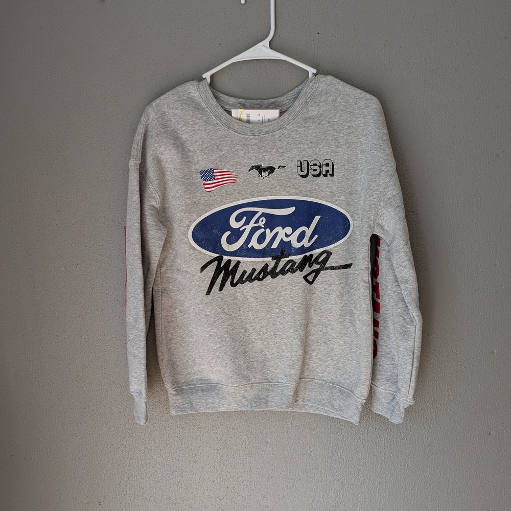 Ford Gray Crewneck Sweater with Blue Logo